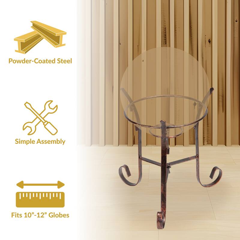 Gazing Globe Ball Stand fits 10" or 12" Globes - Black Steel - 9" - Steel - Bronze