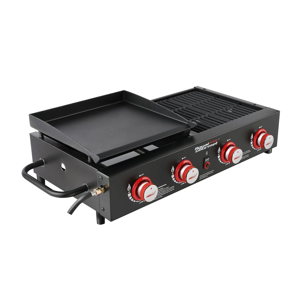 Royal Gourmet 4-Burner Portable Gas Grill Griddle Combo, Black