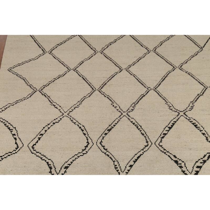 Trellis Modern Moroccan Area Rug Handmade Wool Carpet - 8'2"x 10'10"