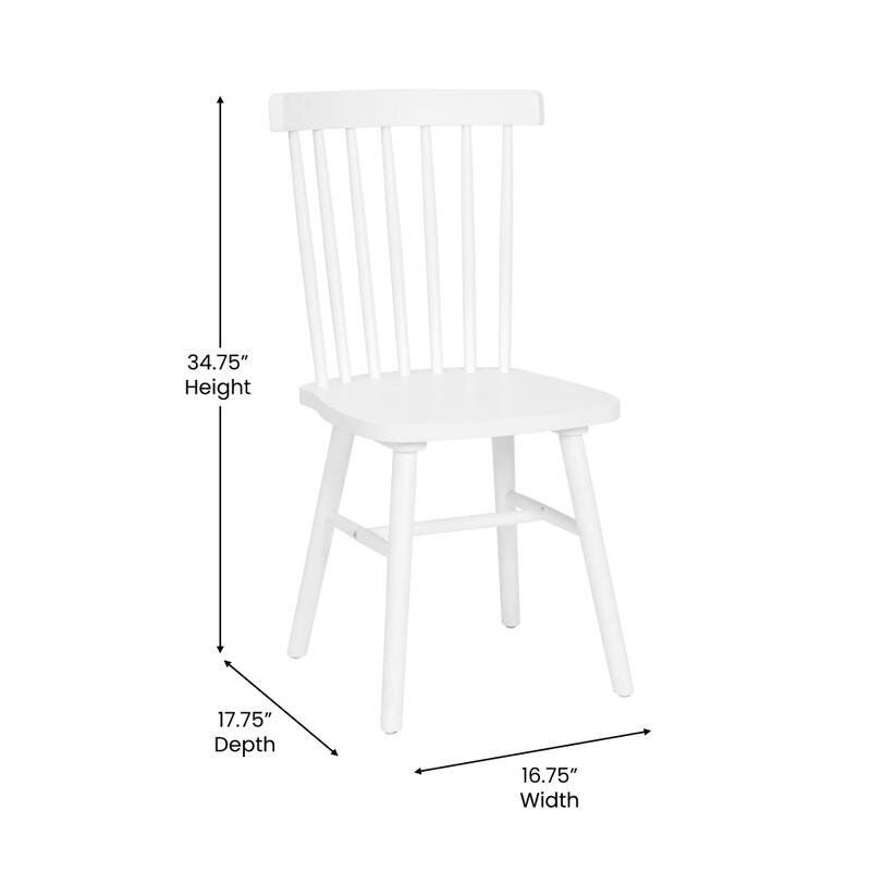 Windsor Style Commercial Solid Wood Spindle Back Dining Chairs -Set of 2