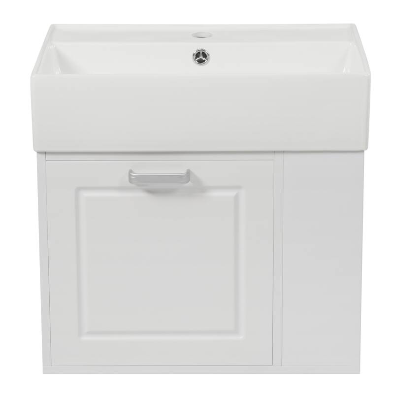 21.8 Inch Vanity With Sink,Wall Mounted Floating Cabinet,1 Drawer,Adjustable Shelf,Toilet Paper Holder,Soft-Close System