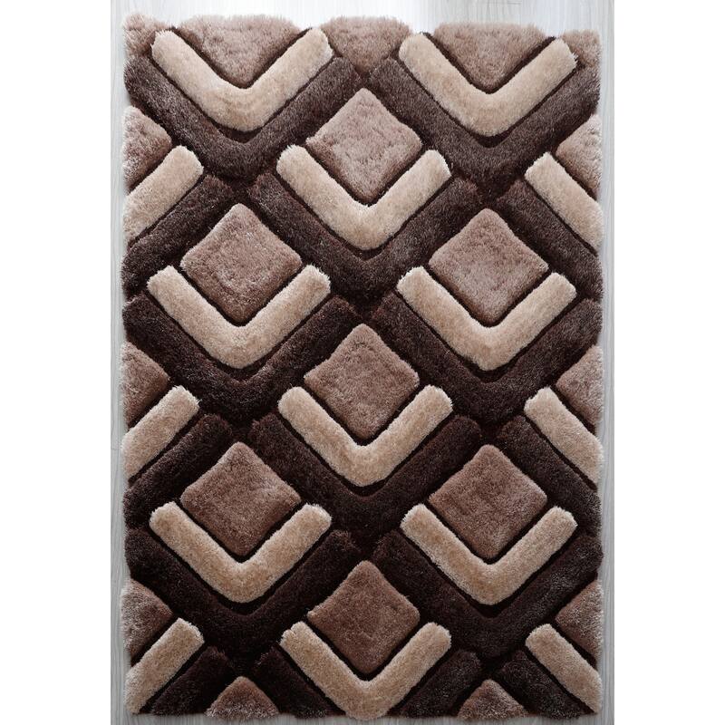 Mateos Shag Contemporary Designed Area Rug - 5' X 7' - Brown/Beige