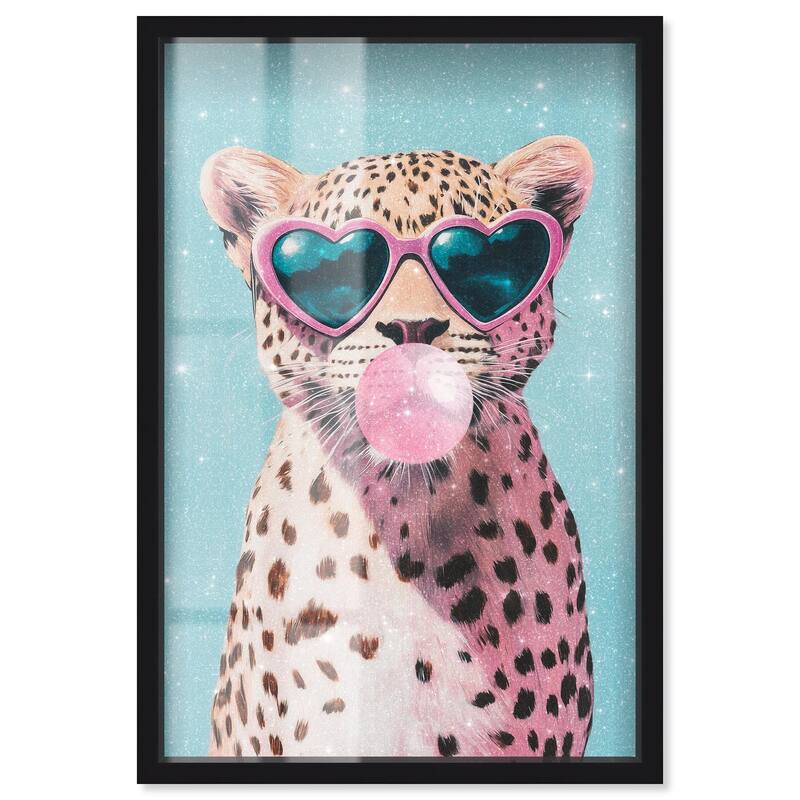 Pastel Cheetah Bubblegum Shadowbox by Art Remedy - Black - 20" x 30"