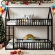 preview thumbnail 1 of 8, Black House Bunk Bed with Fence and Door,Playful Kids Bed,Twin over Twin Black