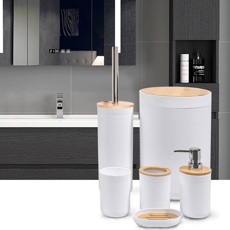 7 Pieces Bamboo Bathroom Accessories Sets