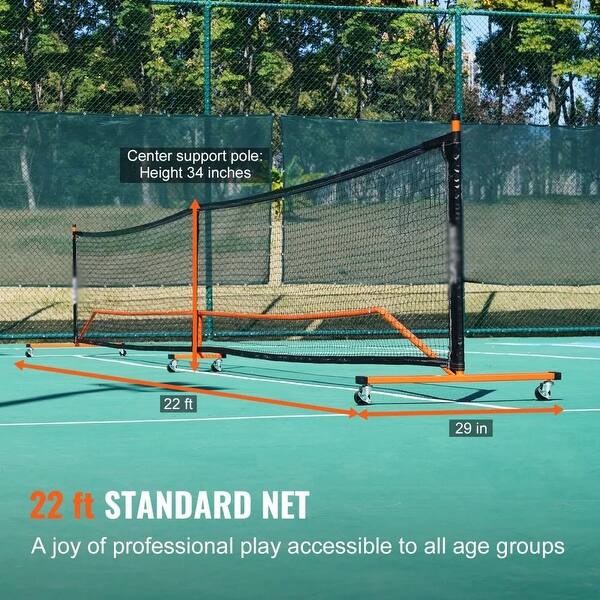 dimension image slide 0 of 2, 22 Feet Rectangular Portable Pickleball PE Net with Metal Frame and Carry Bag
