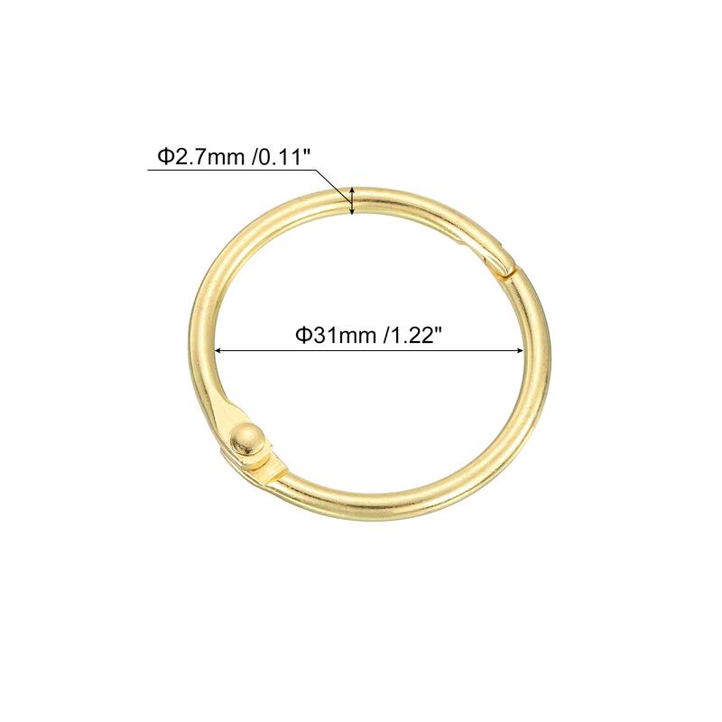 Shower Curtain Rings, 12pcs - Loose Leaf Binder Rings - Gold - 1.22 Inch