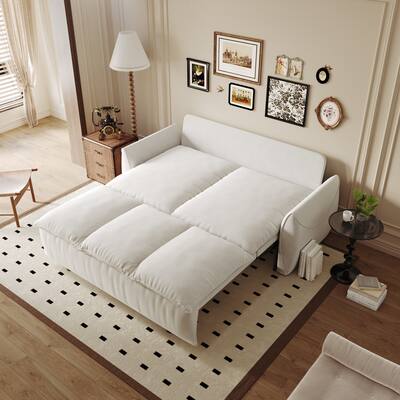 Velvet Loveseat Daybed, Pull Out Sofa Bed with Blanket Set, 3-Seat Convertible Sleeper Sofa with 2-in-1 Pillow