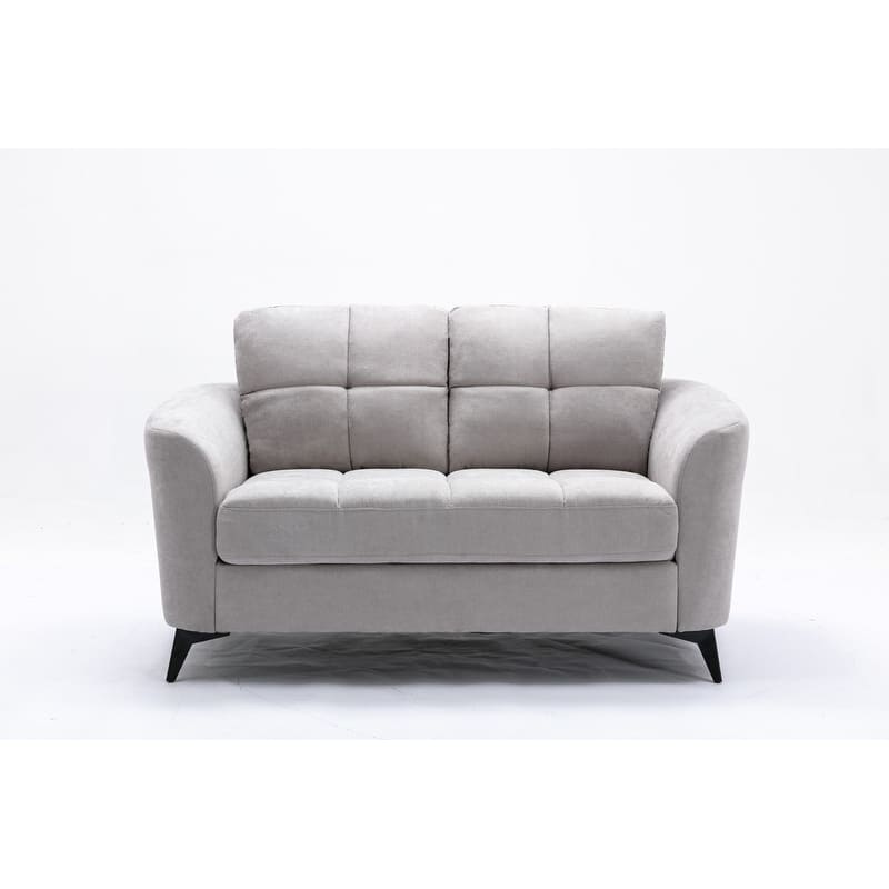 Comfortable and Stylish Woven Fabric Loveseat with Tufted Cushion and Pocket Coil Seating