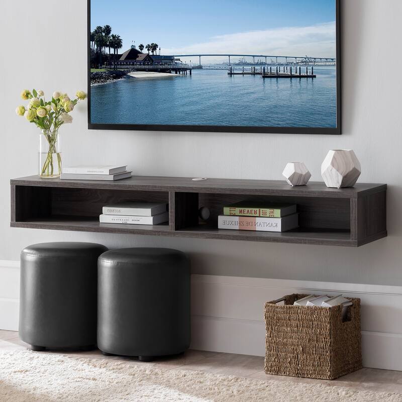 DH BASIC Wall-Mounted Gray 60" Open Shelf TV Console by Denhour