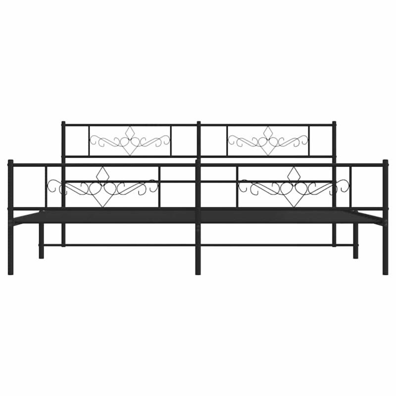 vidaXL 12 Inches Black California King Metal Bed Frame No Mattress