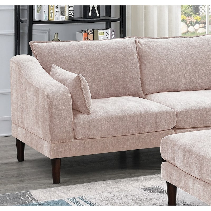 5pcs Modular Sectional Set, Blush Pink, 93"x33"x31", 200 lbs