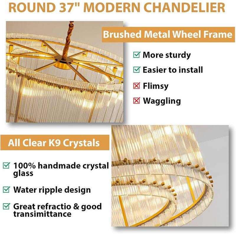 KAYLA 54" 10-Lights Black Luxury Linear Chandelier, Modern Chandelier