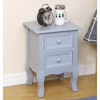 Simple Wooden Bedside Table Night Stand with Drawer and Storage Basket Household