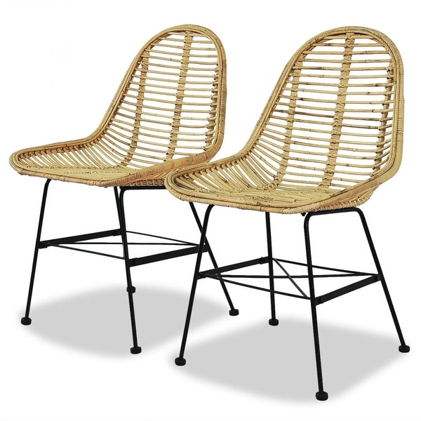 vidaXL Dining Chairs 2 pcs Natural Rattan. Opens flyout.