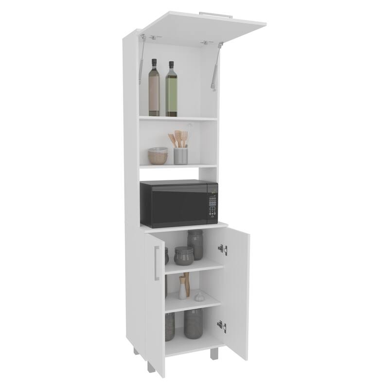 Bombona 80" High Double Cabinet Kitchen Pantry, Storage Cabinet, with Six Shelves for Kitchen, Garage White