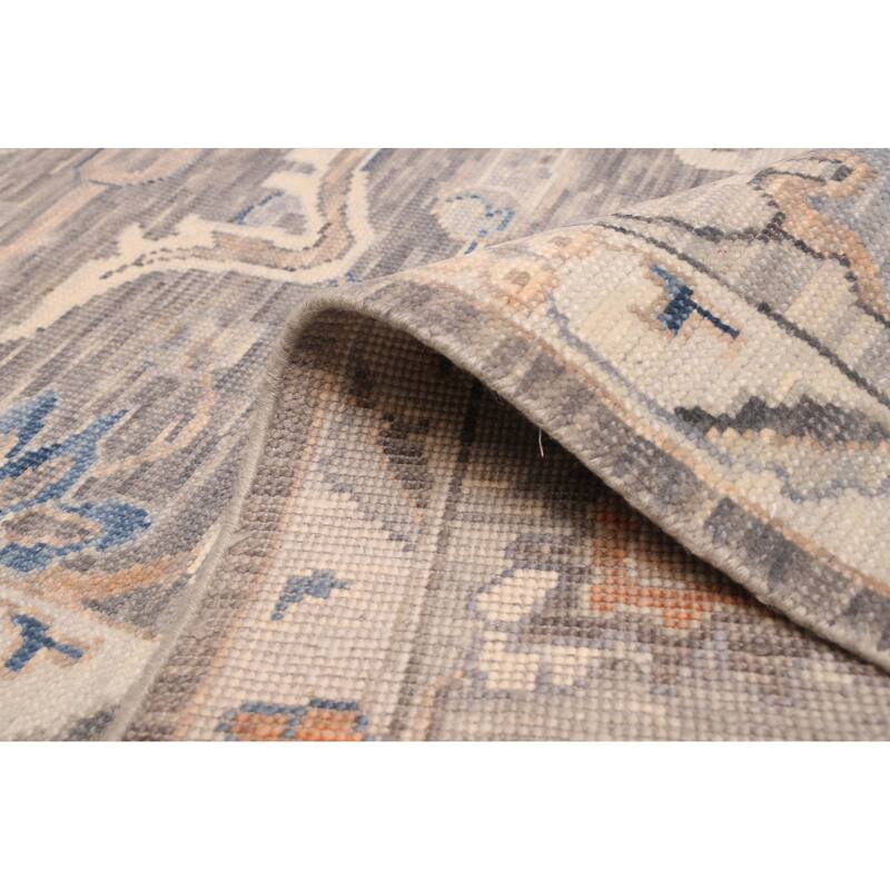 ECARPETGALLERY Hand-knotted Modern Oushak Dark Grey Wool Rug - 9'0 x 12'3