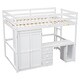 preview thumbnail 17 of 16, White Full Size Twin Pine Wood Loft Bed with Desk & Drawers