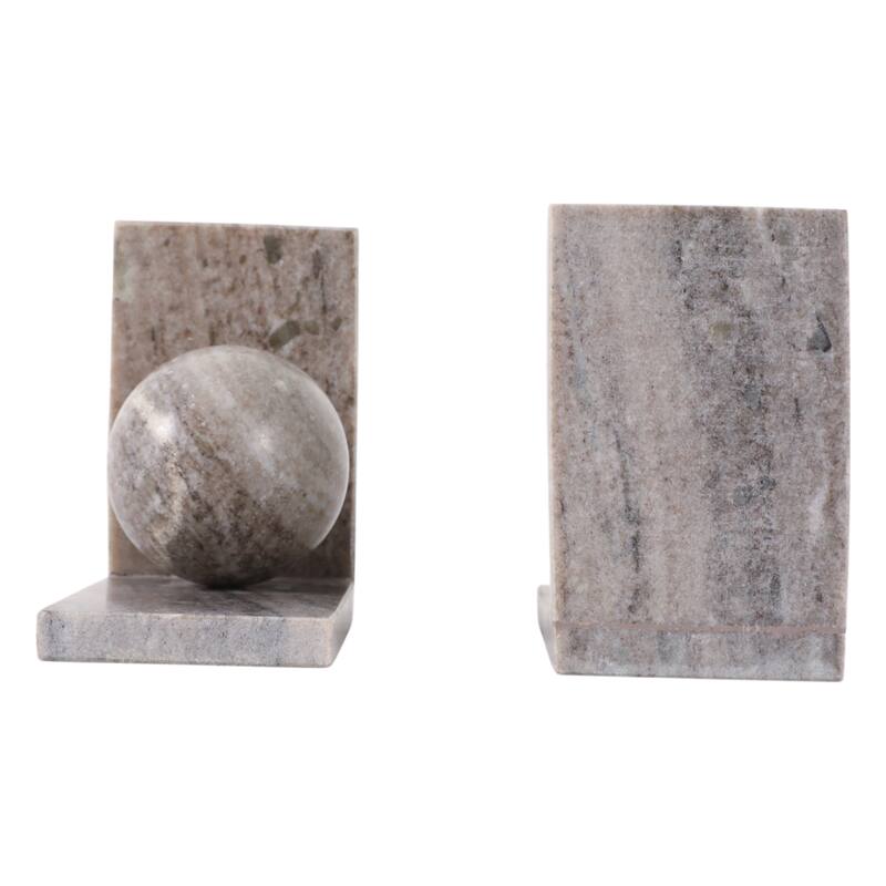 Decorative Bookends with Ball Orbs Accent - Set of 2, 6", Tan - 6.25"
