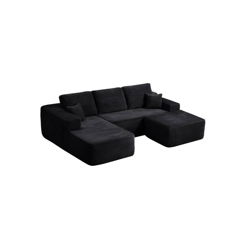 104'' L-Shaped Modern Modular Sectional Sofa with Moveable Ottoman