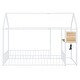 preview thumbnail 13 of 28, Twin Metal House Bed Frame with Desk, Shelves, USB & Power Outlets, White