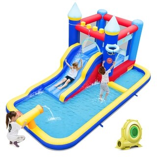 Costway 6-in-1 Inflatable Water Castle Kids Bouncer with 50 Ocean - See Details