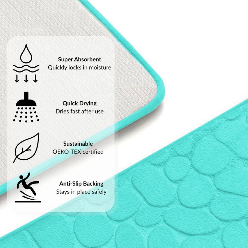 Memory Foam Runner Bath Mat Pebble Design 48x18