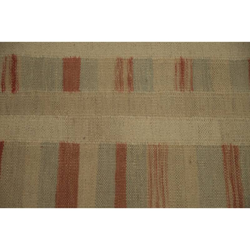 Hand Woven Oriental 100% Wool Carpet Southwestern Tribal Beige & Ivories Kilim Area Rug - 6' 9'' X 4' 8''