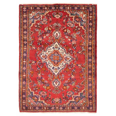 ECARPETGALLERY Hand-knotted Anatolian Vintage Red Wool Rug - 4'7 x 6'3