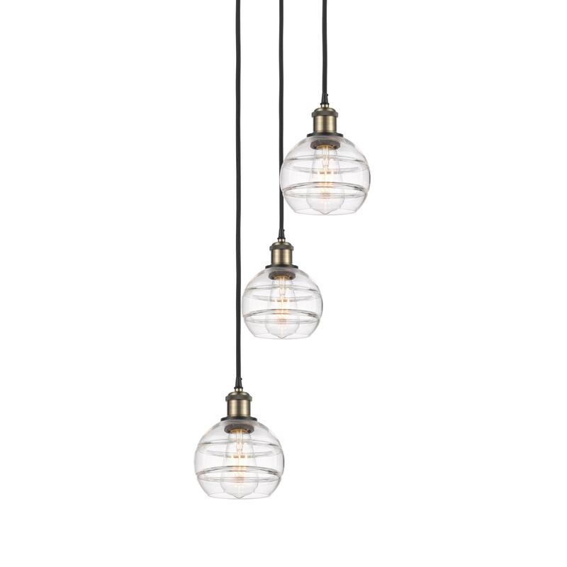Innovations Lighting 113B-3P-24-12 Rochester Pendant Rochester 3 Light - Black Antique Brass / Clear