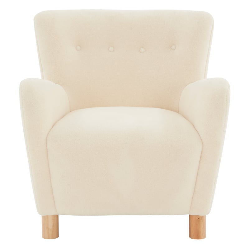 SAFAVIEH Couture Zornitza Faux Shearling Accent Chair - 31 In W x 27 In D x 33 In H - 31Wx27Dx33H - Ivory