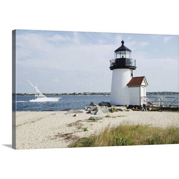 Shop Brant Point Lighthouse Nantucket Canvas Wall Art Overstock 16479048 Includes Hardware 48 X 32