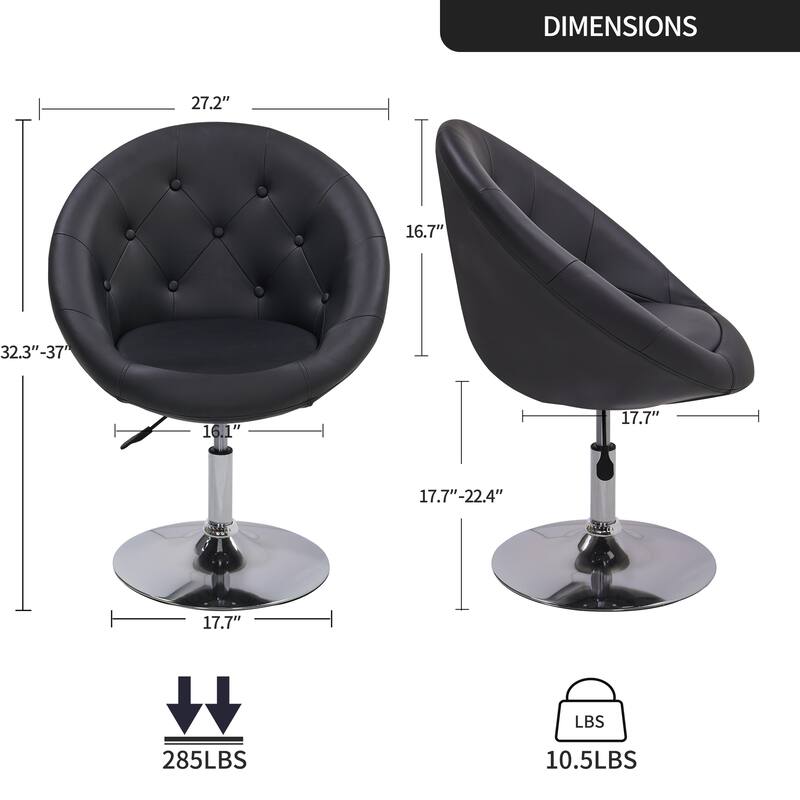 Contemporary Jumbo Size Button Tufted Swivel Vanity Accent Chair