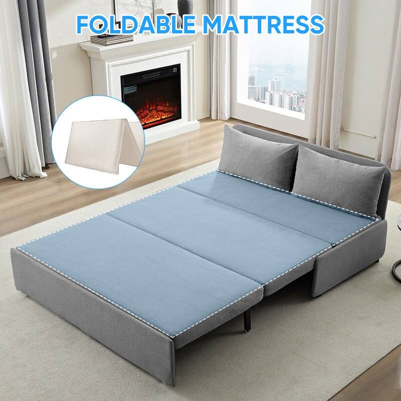 Mixoy Full/Queen Size Sofa Bed,2 in 1 Convertible Linen 1-Seater/Loveseat Sleeper Sofa Couch with Cushions