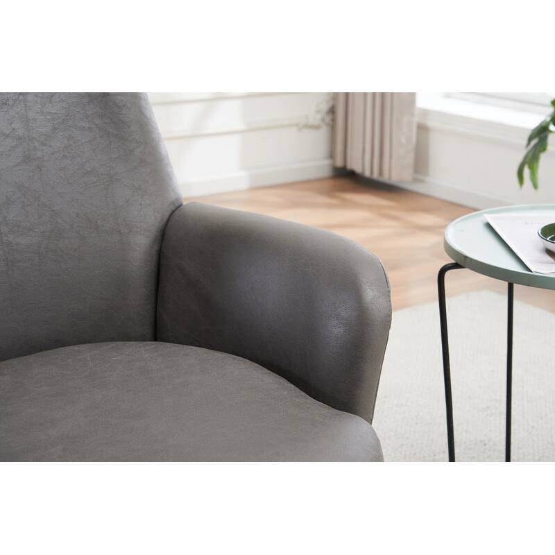 Comfy PU leather Swivel Barrel Chair with Gold Stainless Steel Base