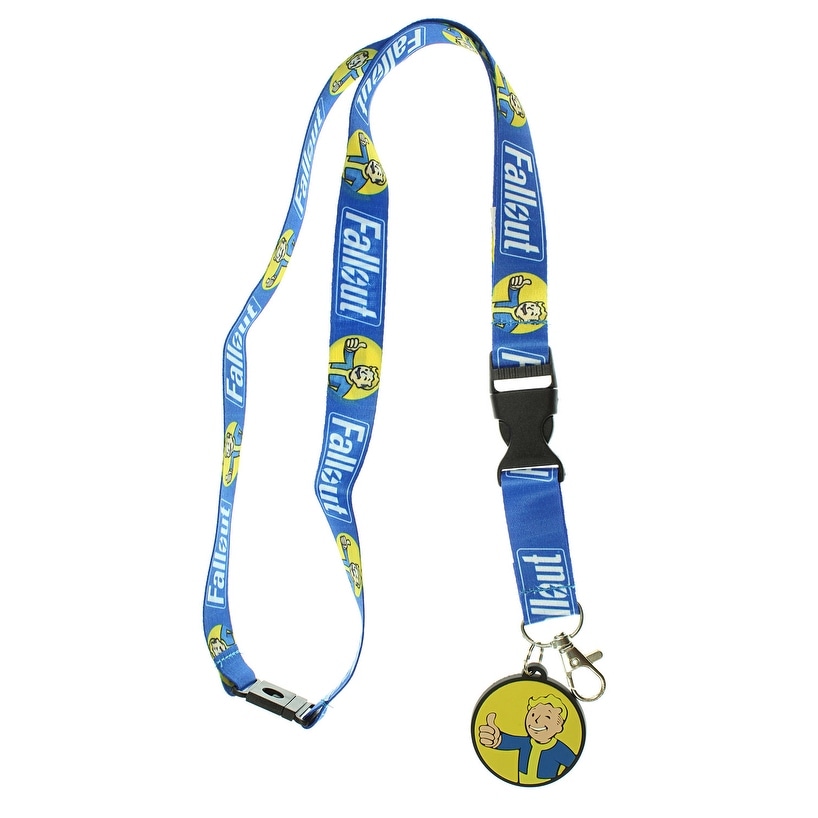 Shop Fallout Reversible Breakaway Keychain Lanyard With Id Holder Vault Boy Rubber Charm And Collectible Sticker Overstock 21945928