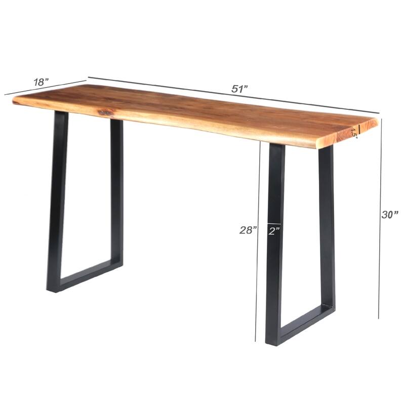 Acacia Wood Office Desk with Metal Legs - Coastal Cottage Style Desk, 51" Wide