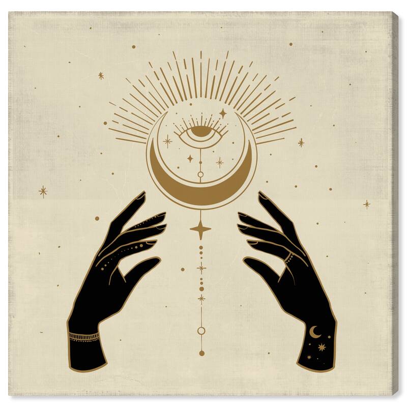 Wynwood Studio Canvas Spiritual and Religious Celestial Hands 2 Gold and Modern & Contemporary Wall Art Canvas Print