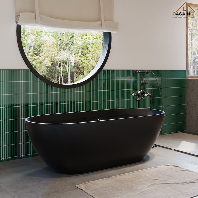 59" / 69" Solid Surface Freestanding Bathtub in Matte Black