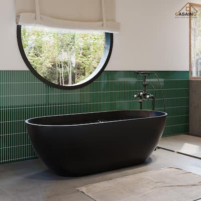 59" / 69" Solid Surface Freestanding Bathtub in Matte Black