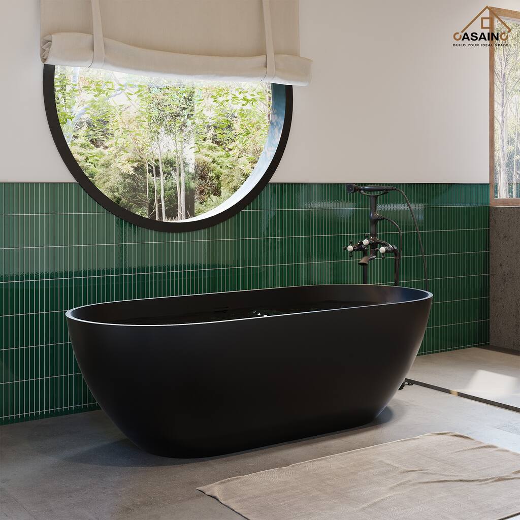 59" / 69" Solid Surface Freestanding Bathtub in Matte Black