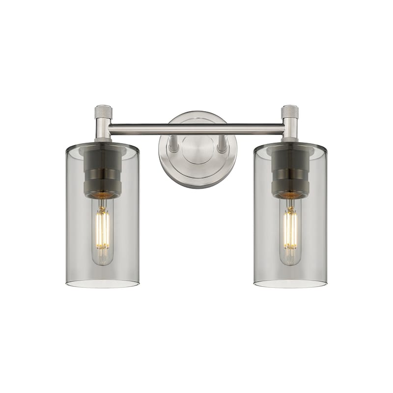 Innovations Lighting 434-2W-11-14 Crown Point Vanity Crown Point 2 - Satin Nickel / Plated Smoke
