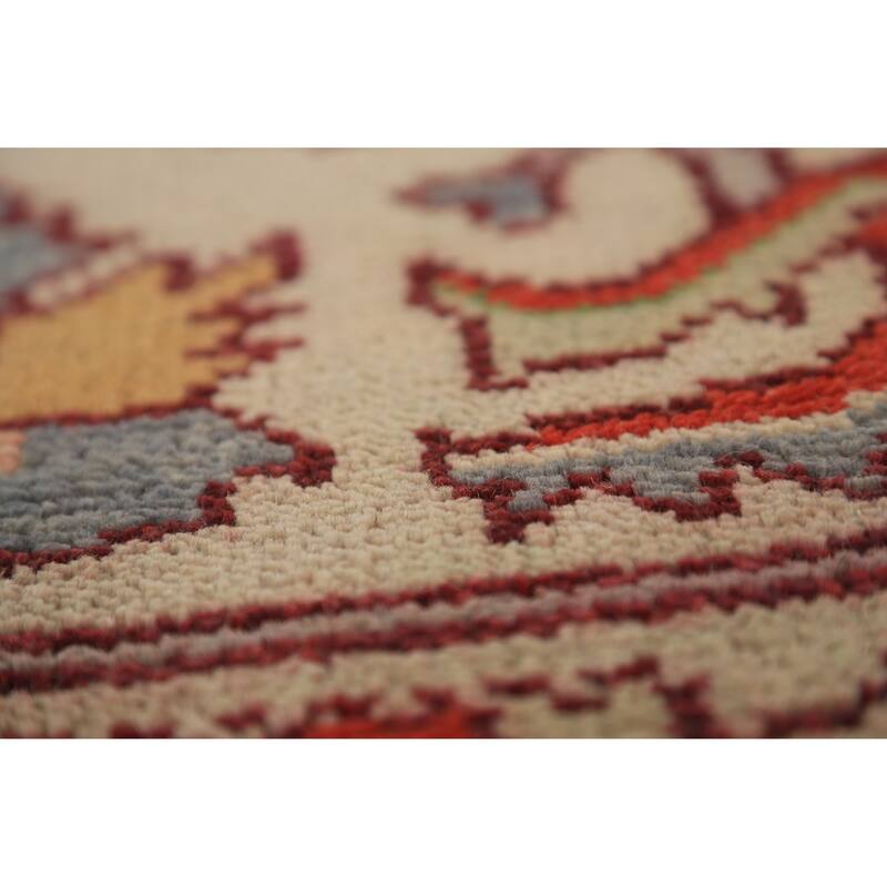 Medallion Heriz Serapi Indian Area Rug Hand-Knotted Wool Carpet - 8'11"x 11'9"