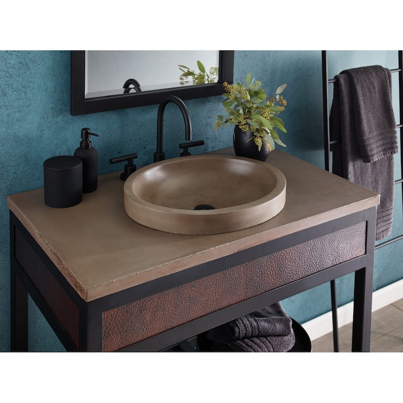 NativeStone Concrete Vanity Top - Oval Sink Cutout with 8" Widespread Faucet Holes (Top Only)