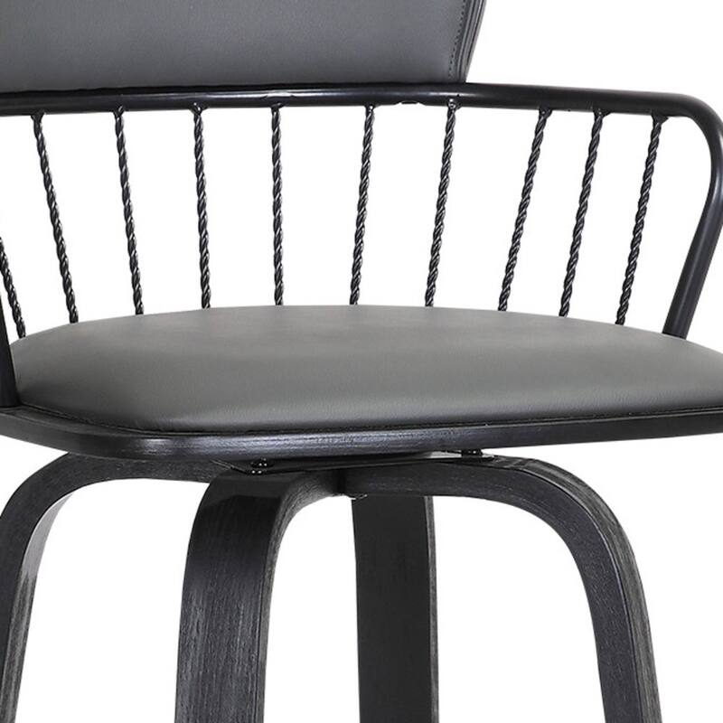 Faux Leather Counter Height Bar Chair with Arms, Swivel and Footrest