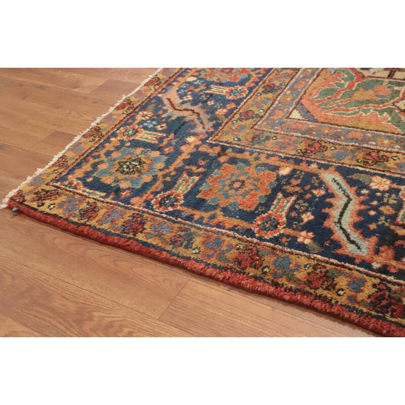 Hand Knotted Oriental 100% Wool Carpet Traditional Floral Oranges & Rust Heriz (serapi) Area Rug - 12' 0'' X 9' 7''