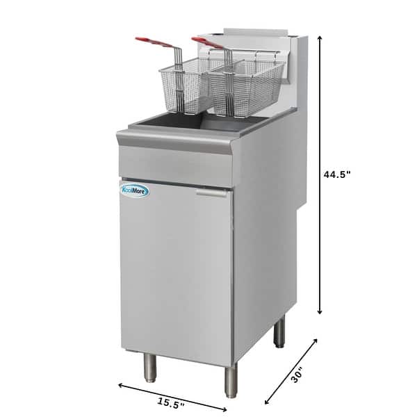 40 lb. Floor Standing Liquid Propane Commercial Fryer with 90,000 BTU in Stainless-Steel, ETL Listed - 40 lbs