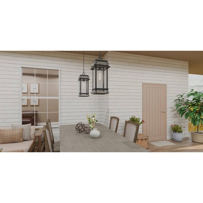 Strader 1-Light Matte Black Outdoor Hanging Lantern