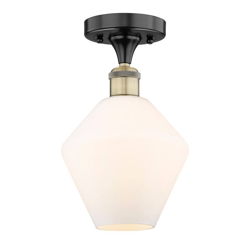 Innovations Lighting Cindyrella - 1 Light 8" Semi-Flush Mount - Cased Matte White/Black Antique Brass