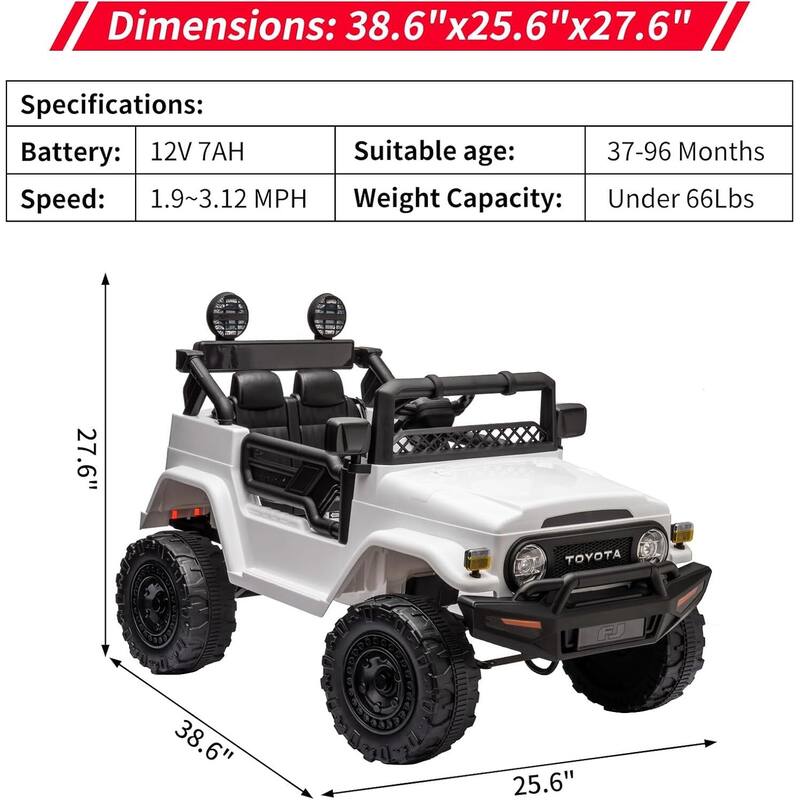 Licensed Toyota Battery Powered Electric 12V Ride on Car for Kids